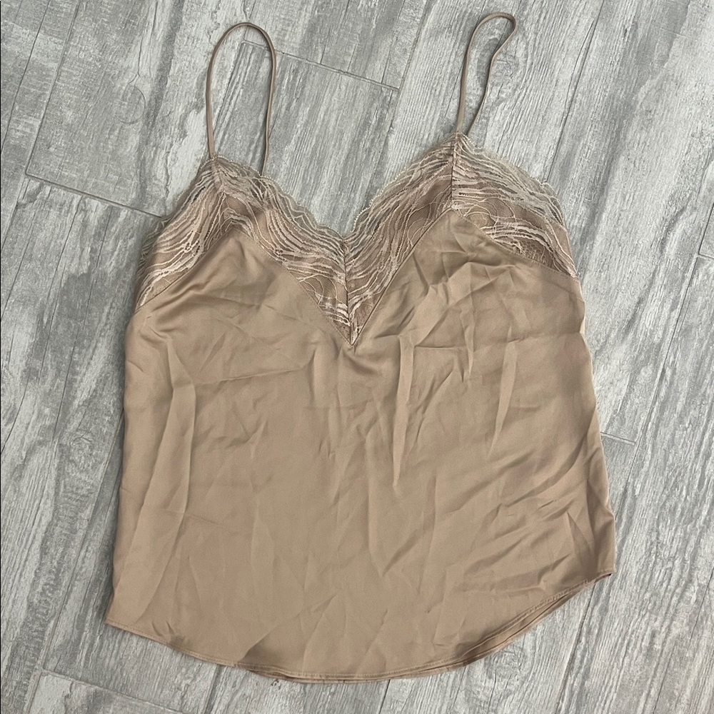Express Sleeveless Lace-Trim Camisole in Taupe